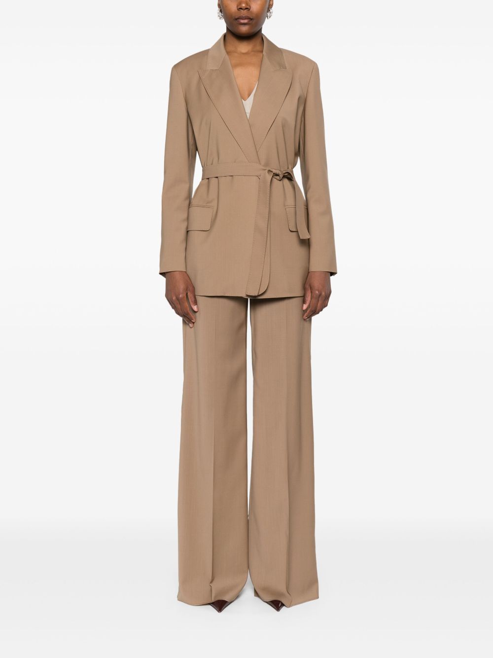 Belted Woollen Cloth Blazer