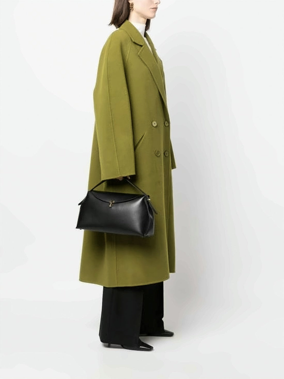 Structured Black Calf Leather Shoulder Bag