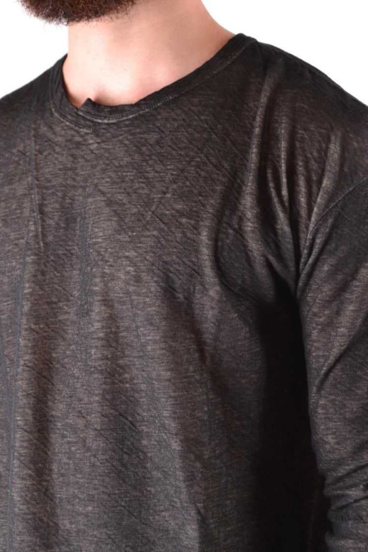 Textured Black Cotton Sweater