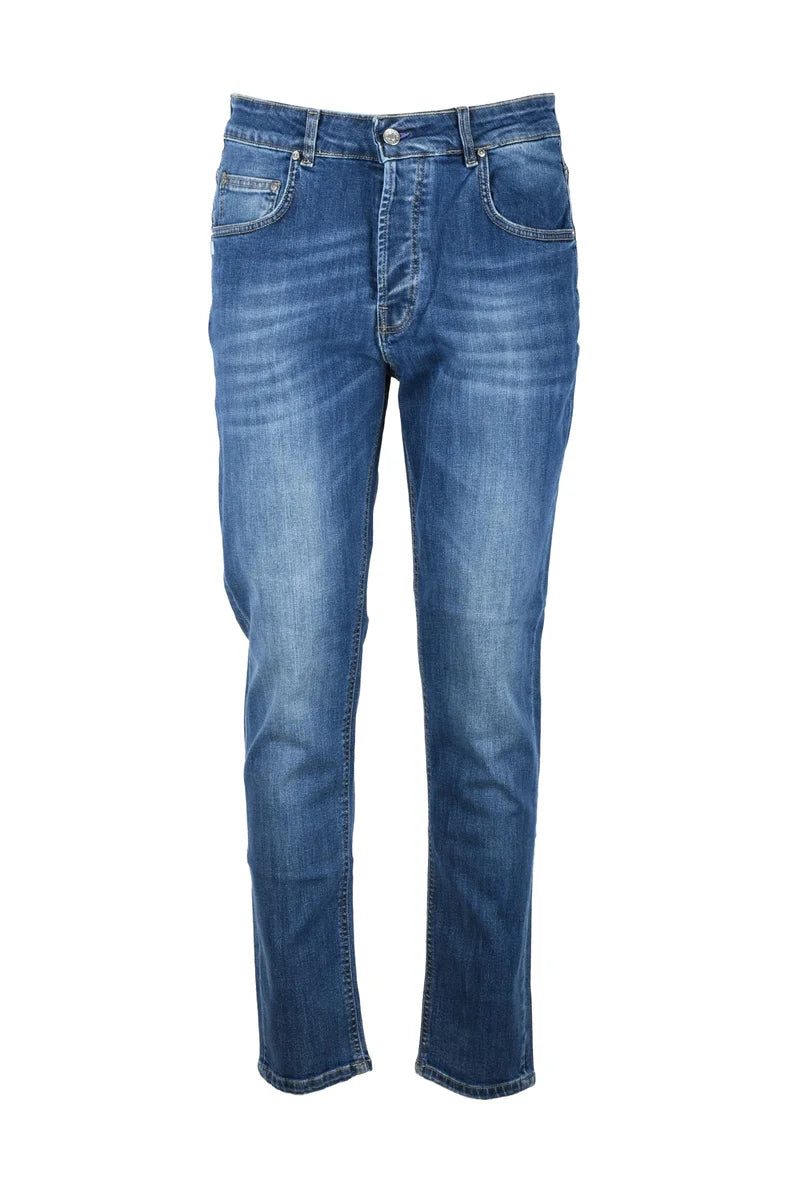 Blue Cotton Elastane Men Jeans
