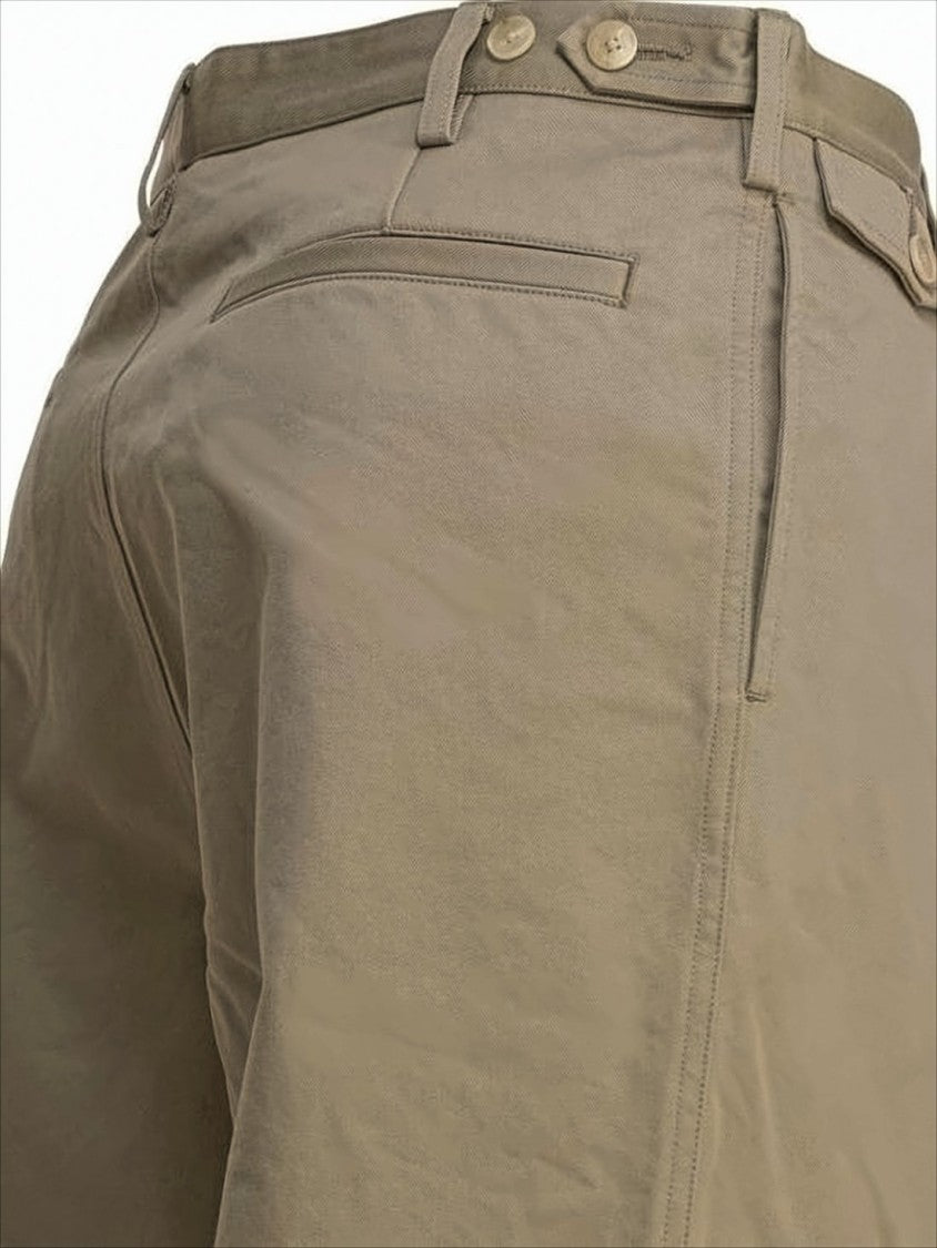 Brown Straight Pants with Buttoned Side Adjusters