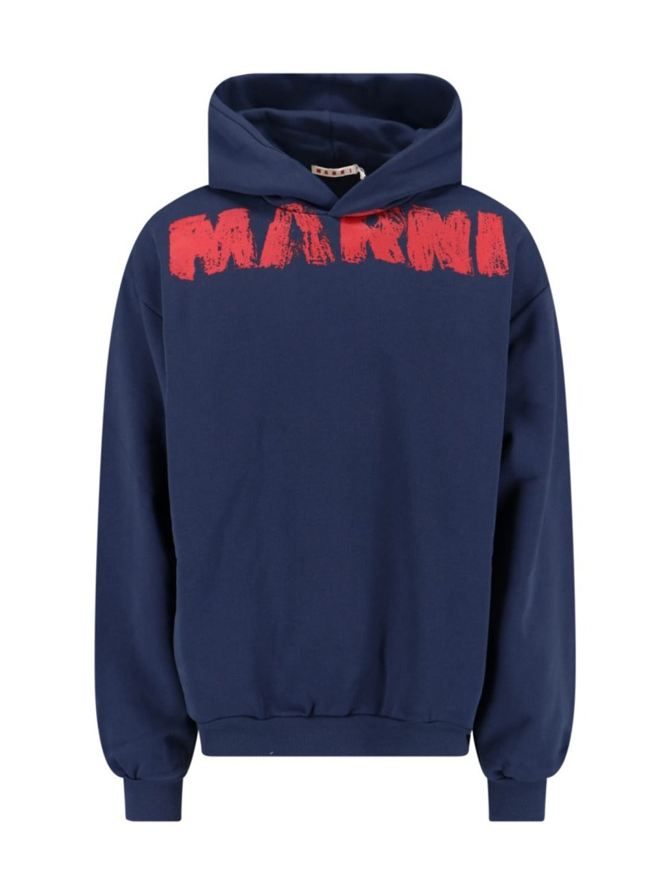 Navy Blue Hoodie With Distressed Graphic Text