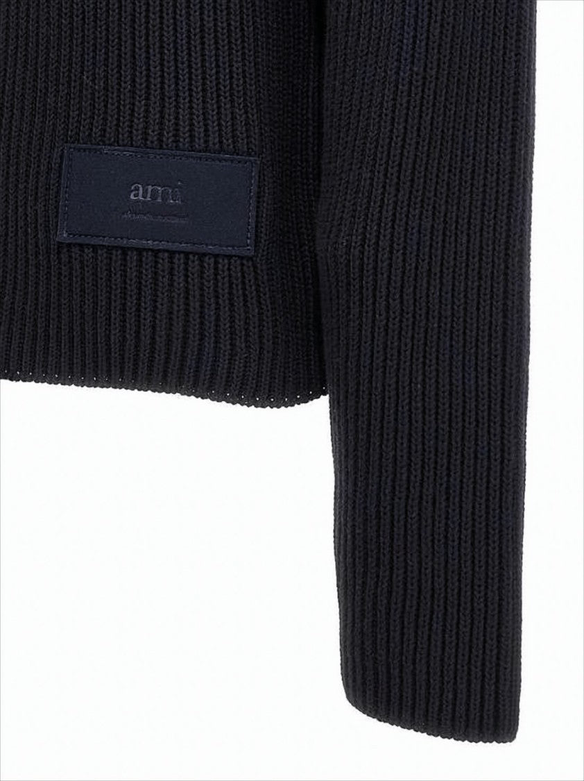 Ribbed Knit Sweater with Crew Neckline