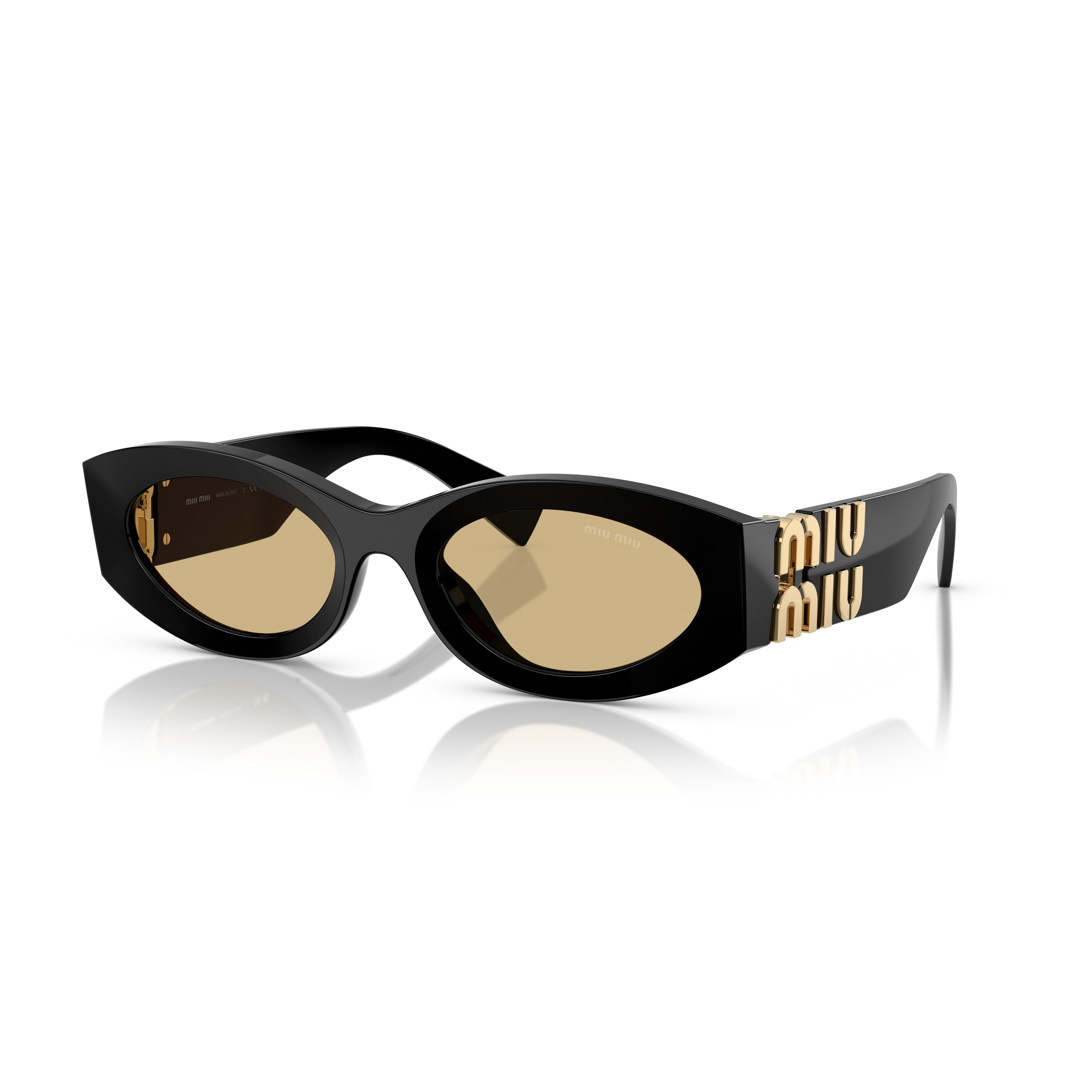 0mu 11ws Glossy Black Acetate Oval Sunglasses