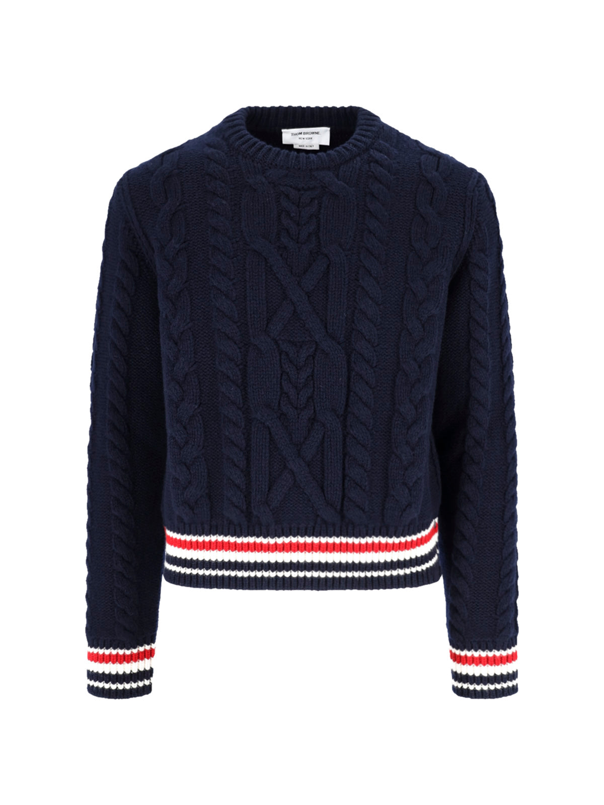 Blue Cable Knit Virgin Wool Sweater