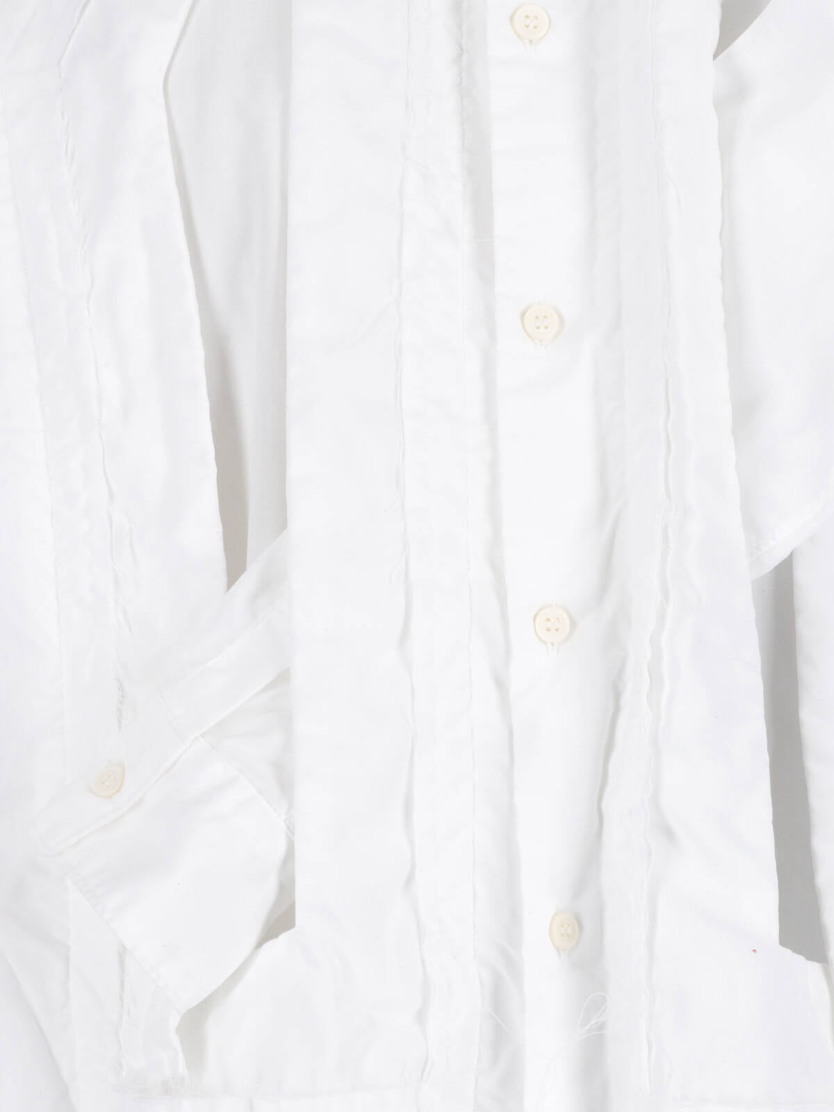 White Pleated Detail Shirt-Style Dress