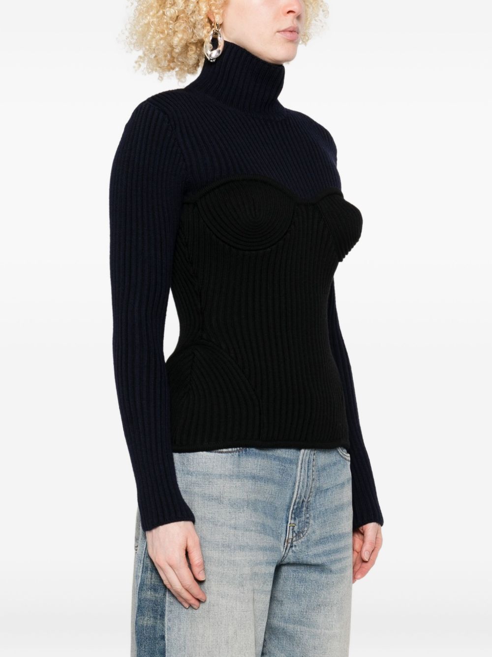 Ribbed Knit Turtleneck Top