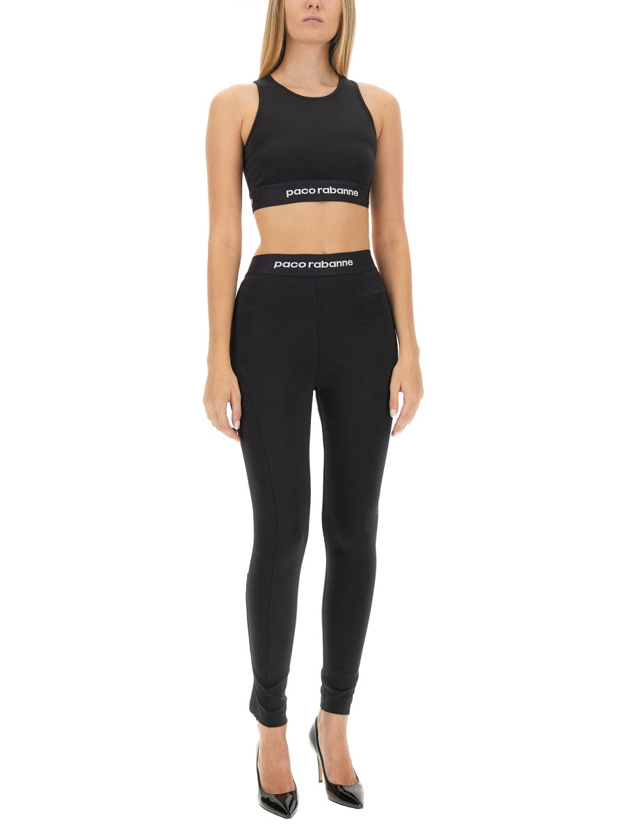 Fitted Crop Top with Logo Band in Black