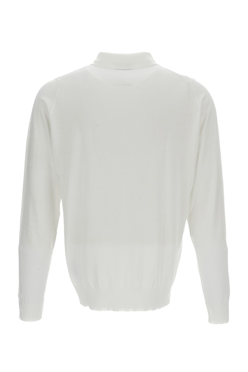 White Long-Sleeve Cotton Polo