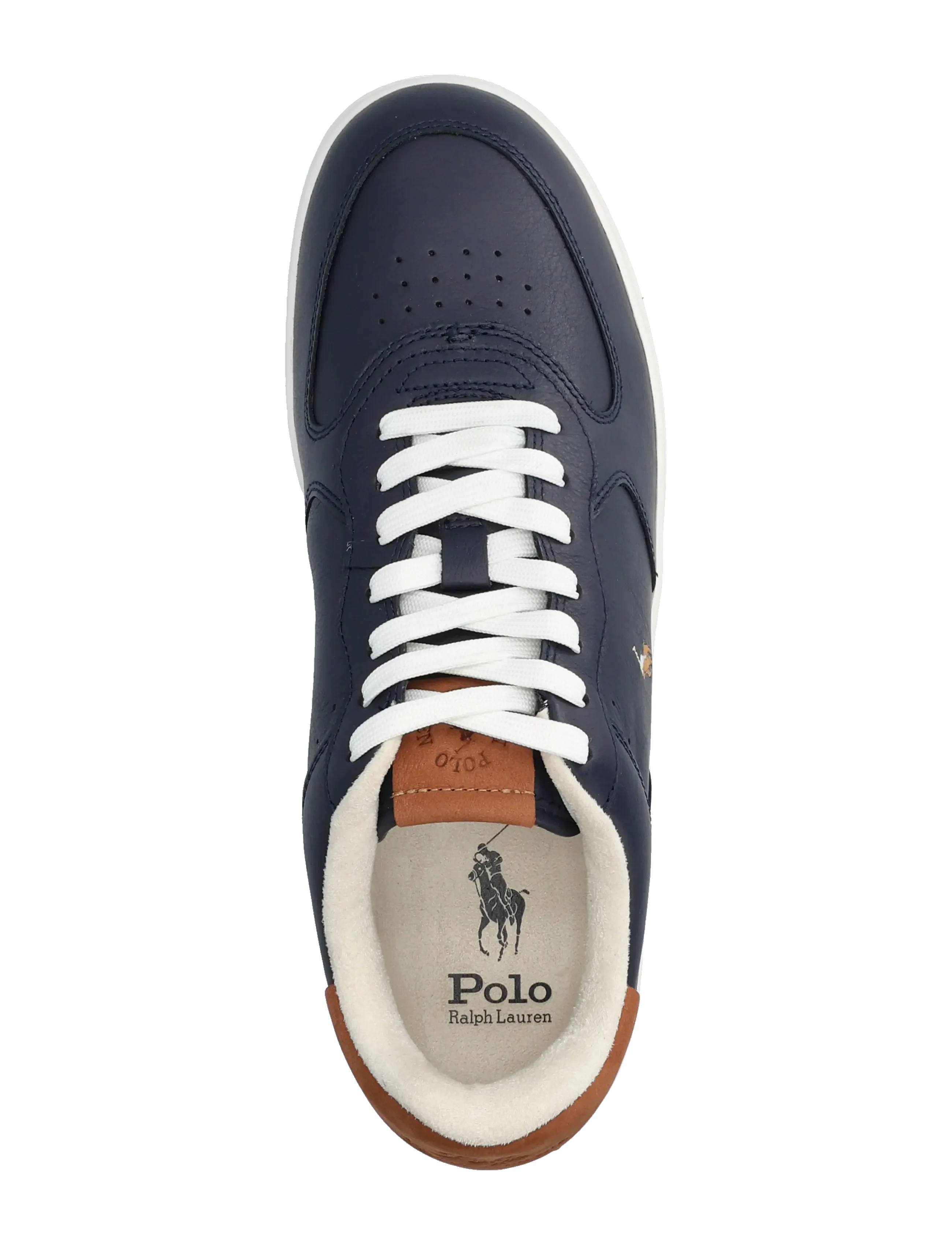 Navy Leather Low-Top Sneakers with White Accents