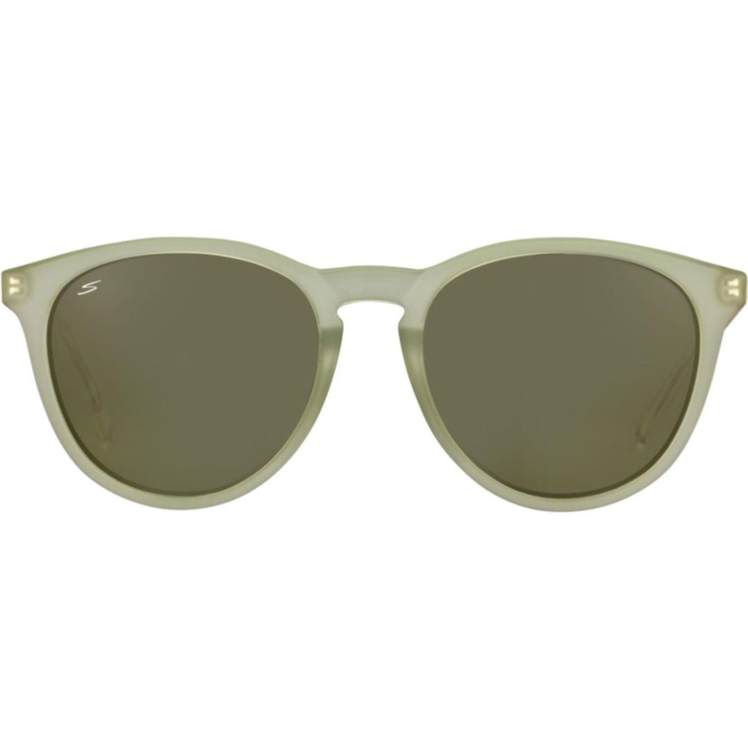 Brawley Rounded Frame Translucent Green Sunglasses with Gold-Tone Accents