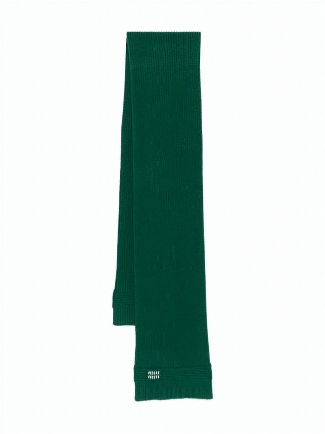 Ribbed Green Cashmere-Wool Miu Miu Scarf