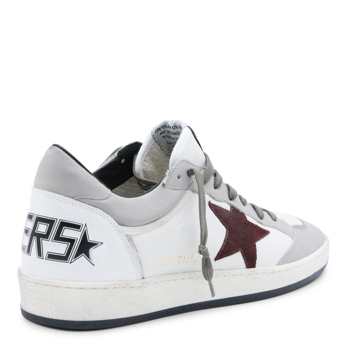 White Leather Sneakers with Burgundy Star