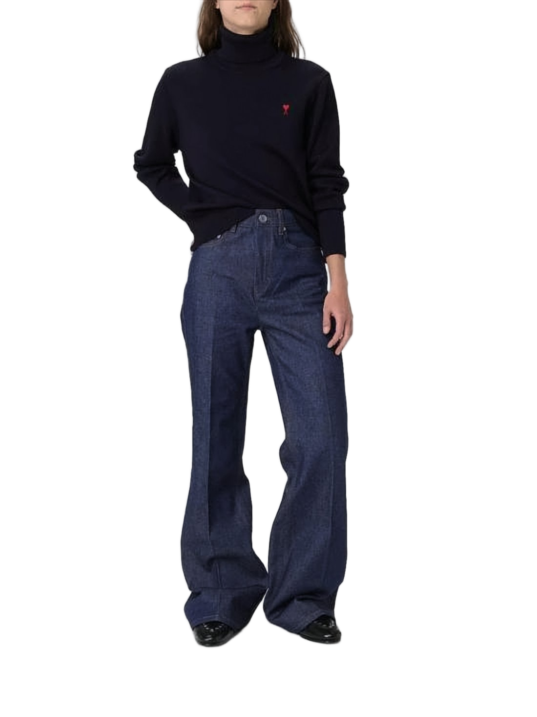 High-Waisted Wide-Leg Denim Pants