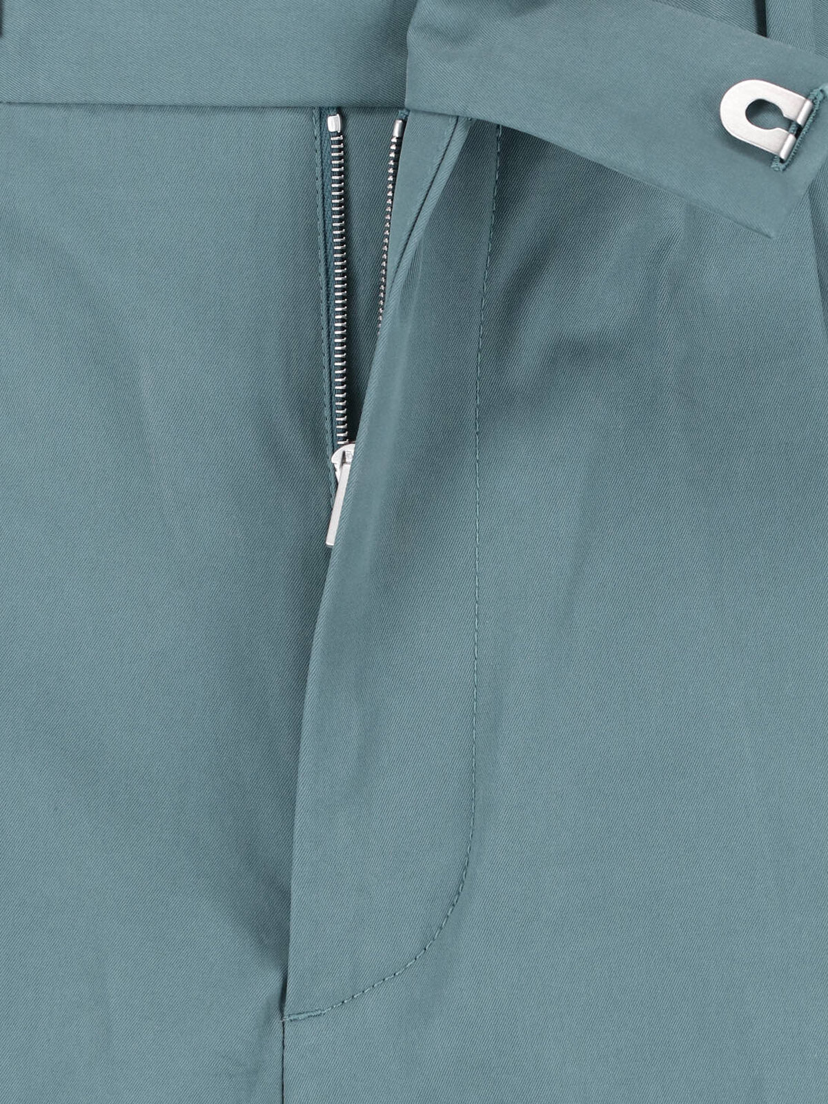 Blue Mid-Rise Straight-Leg Cotton Trousers