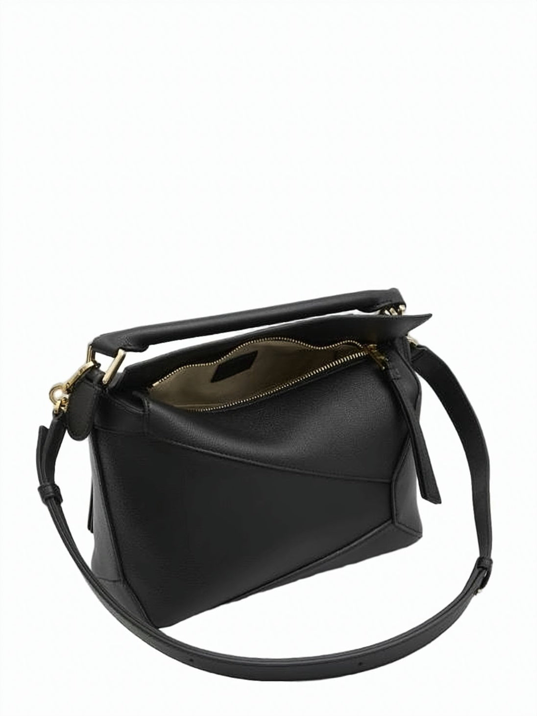 Geometric Silhouette Calf Leather Shoulder Bag