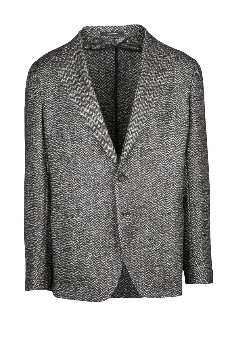 Wool/Alpaca Blazer Jacket - Brown/Black