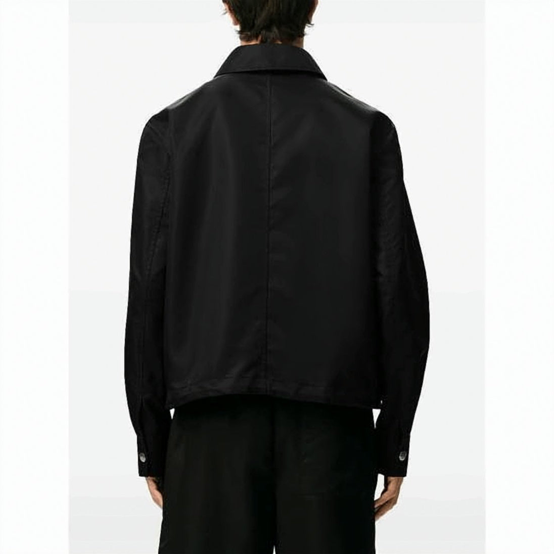 Nylon Jacket with Metallic Stud Buttons and Minimalist Design