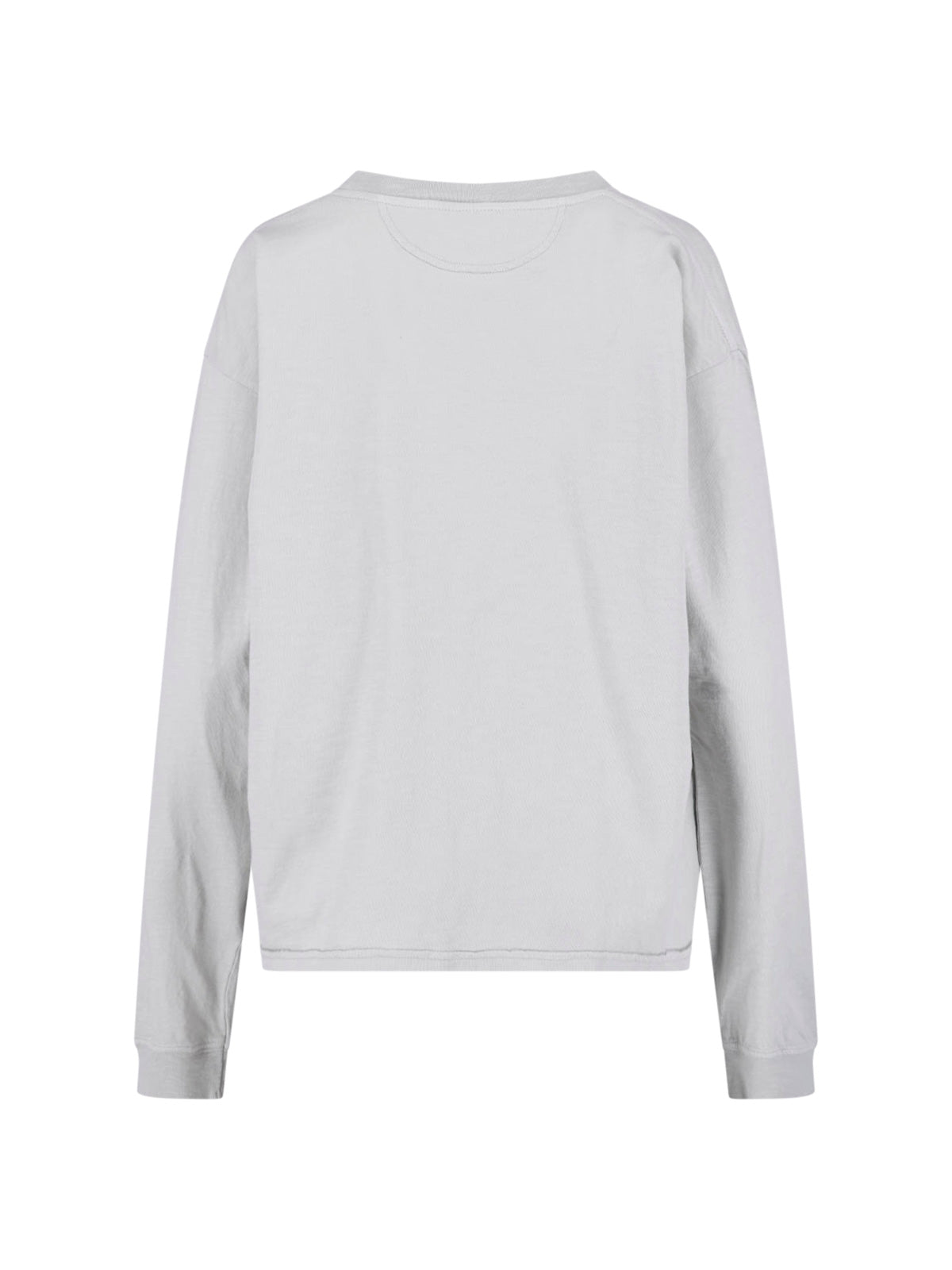 Grey Logo Long-Sleeved Cotton T-Shirt