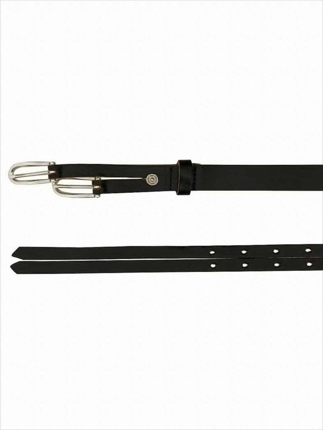 Slim Double-Strap Belt With Silver-Toned Buckles