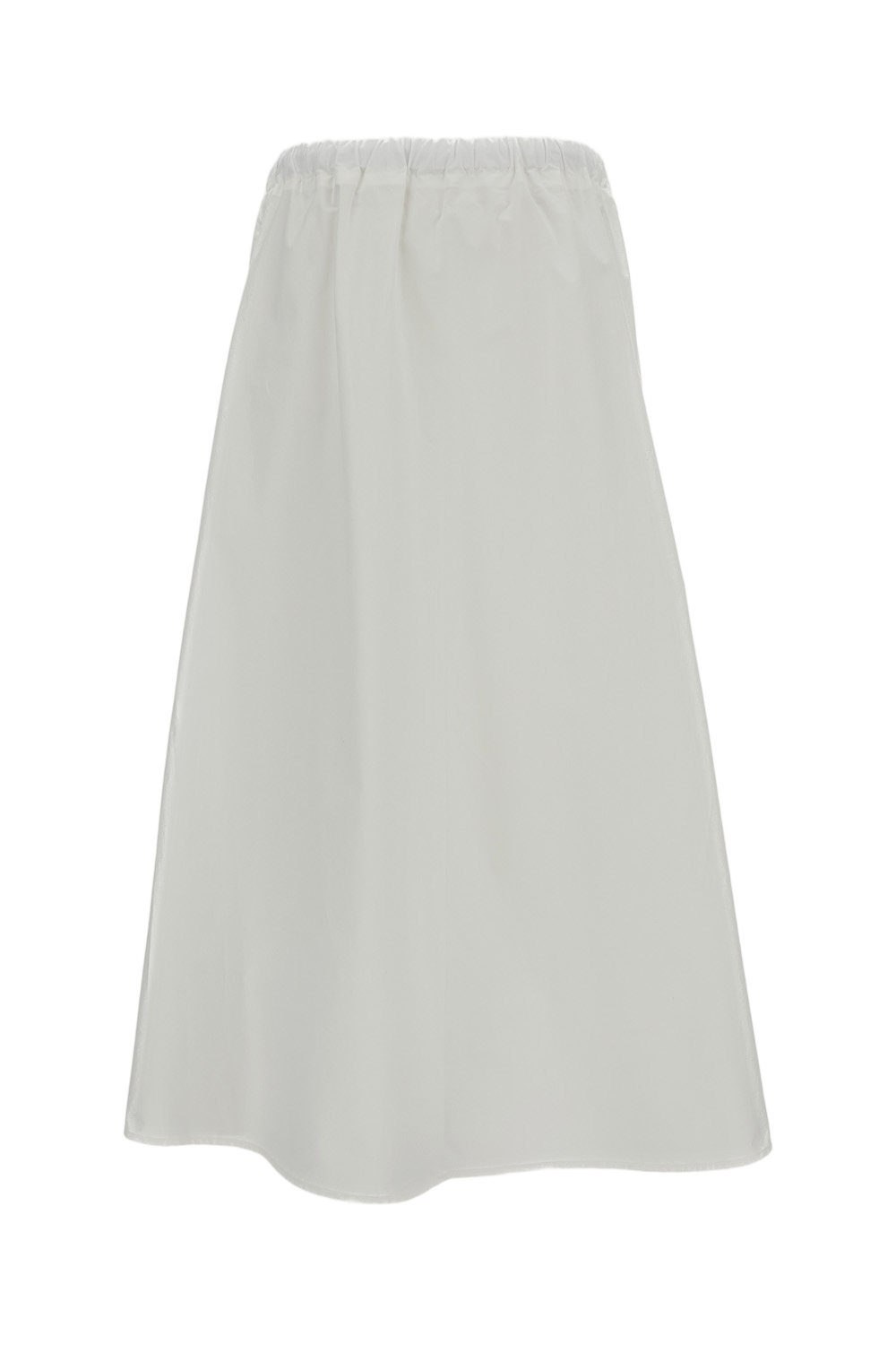 White Long Flared Cotton Skirt