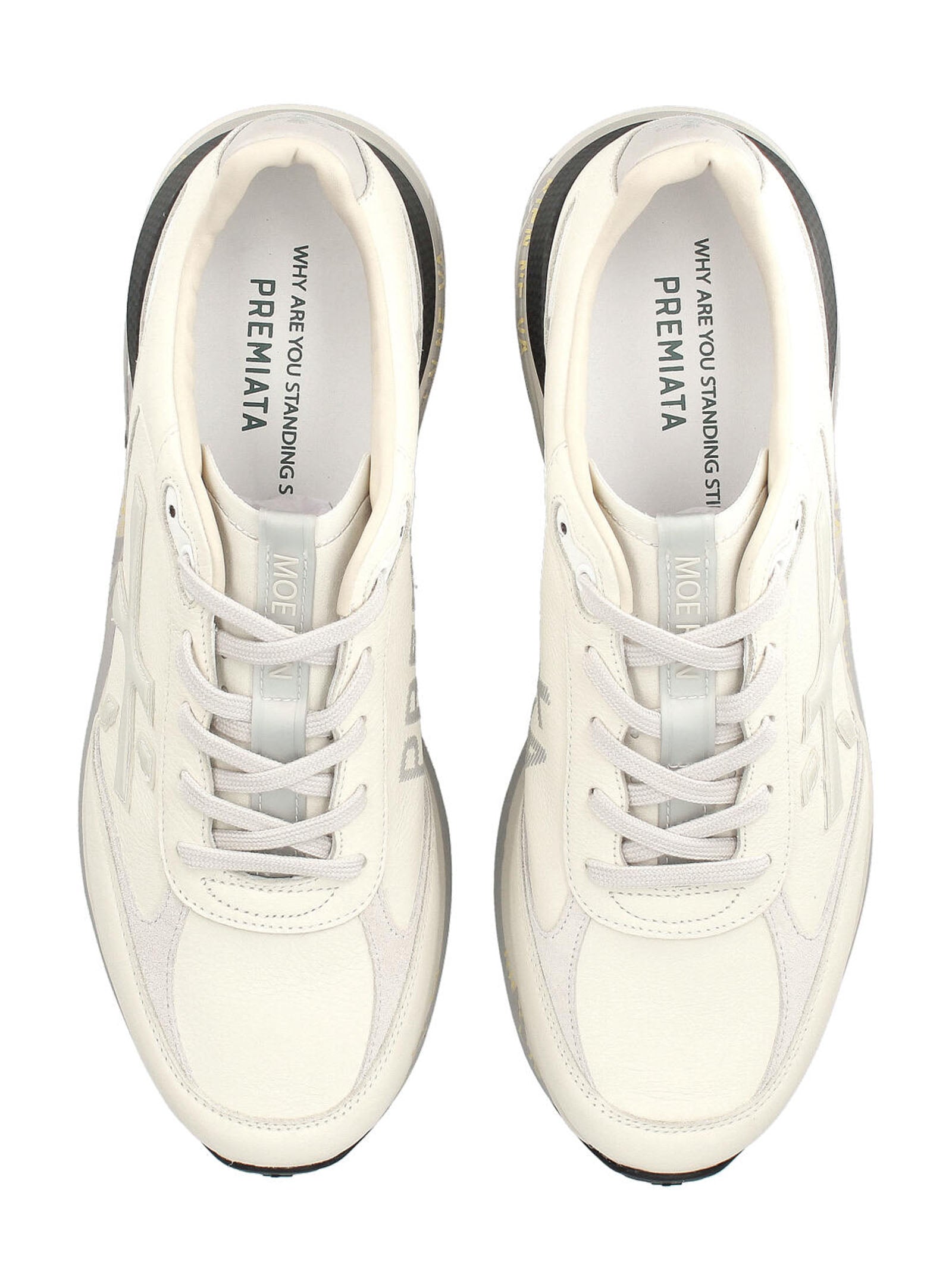 Low-Top White Sneakers With Leather