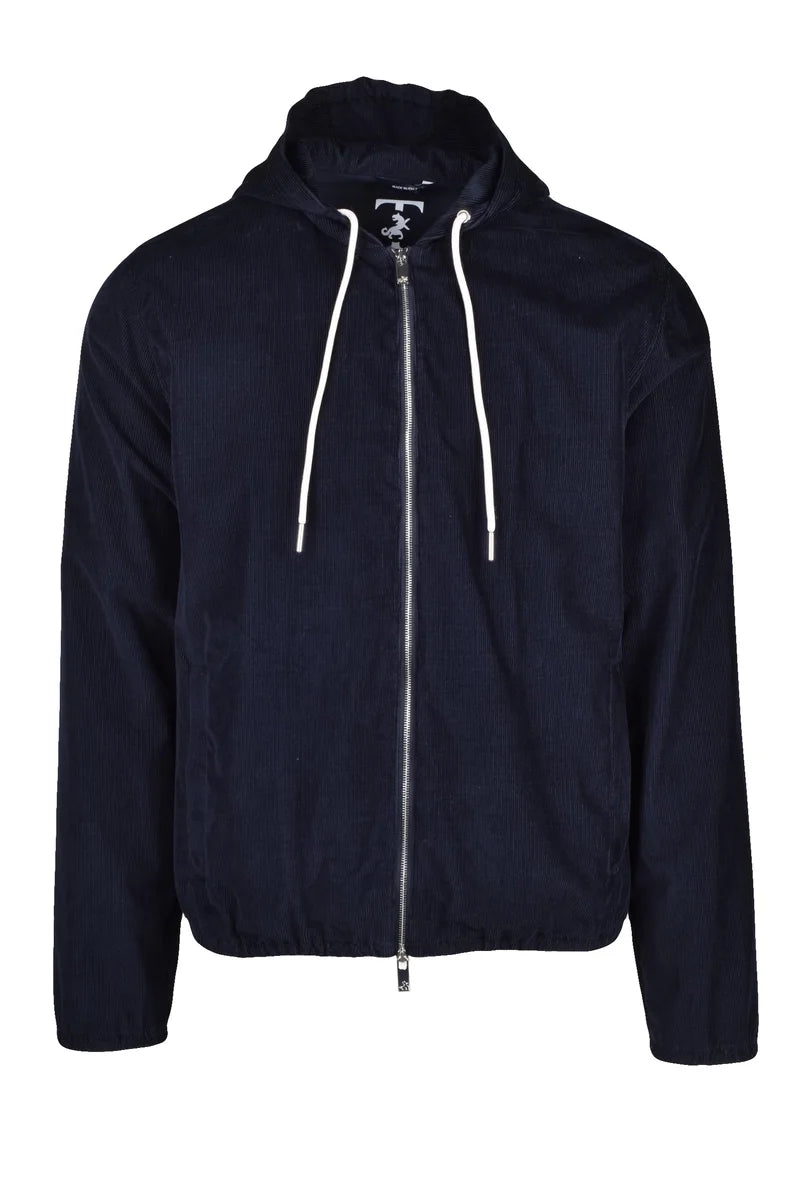 Blue Corduroy Jacket with Zip Closure