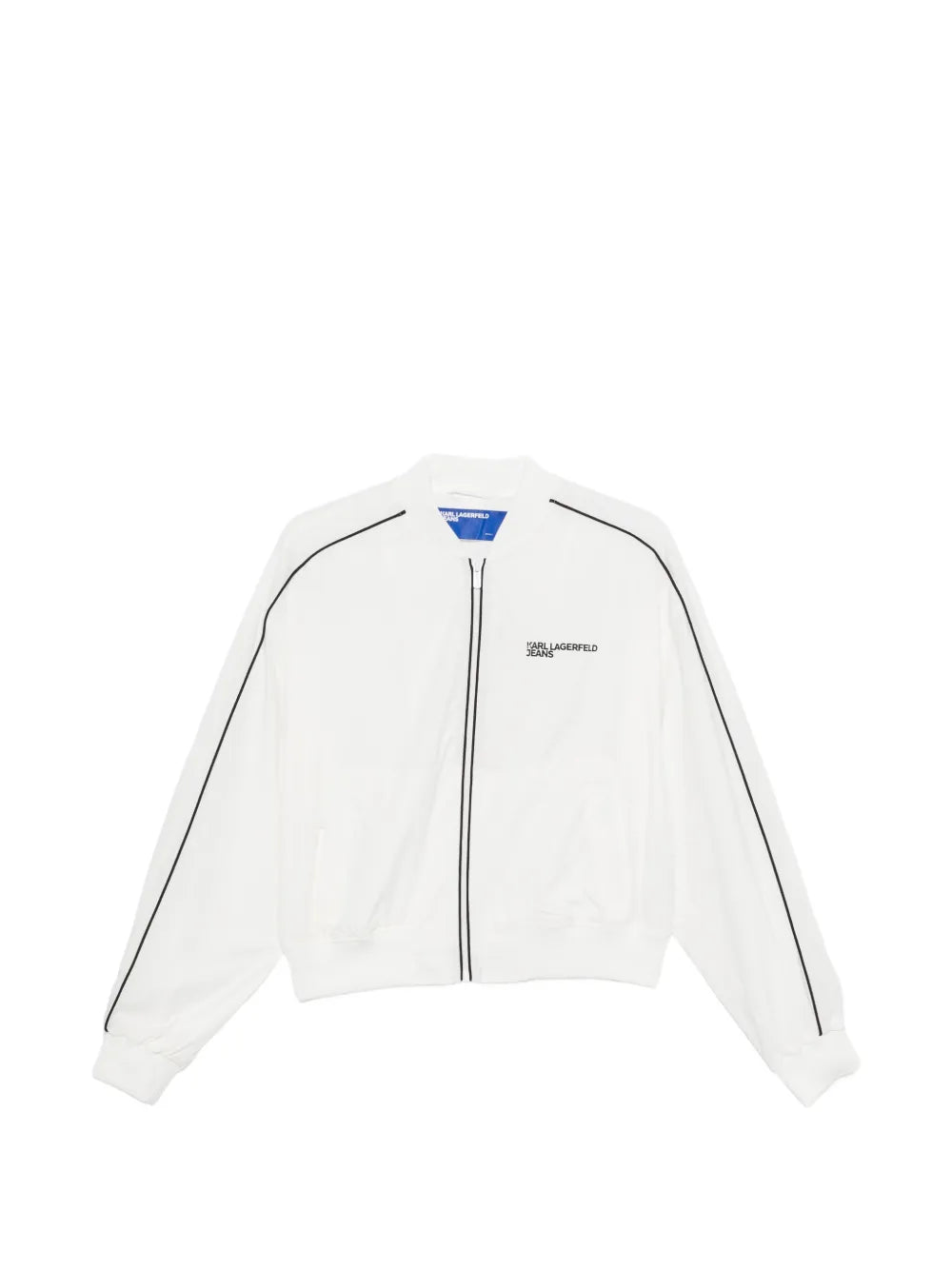 Cropped Bomber Jacket with Black Piping
