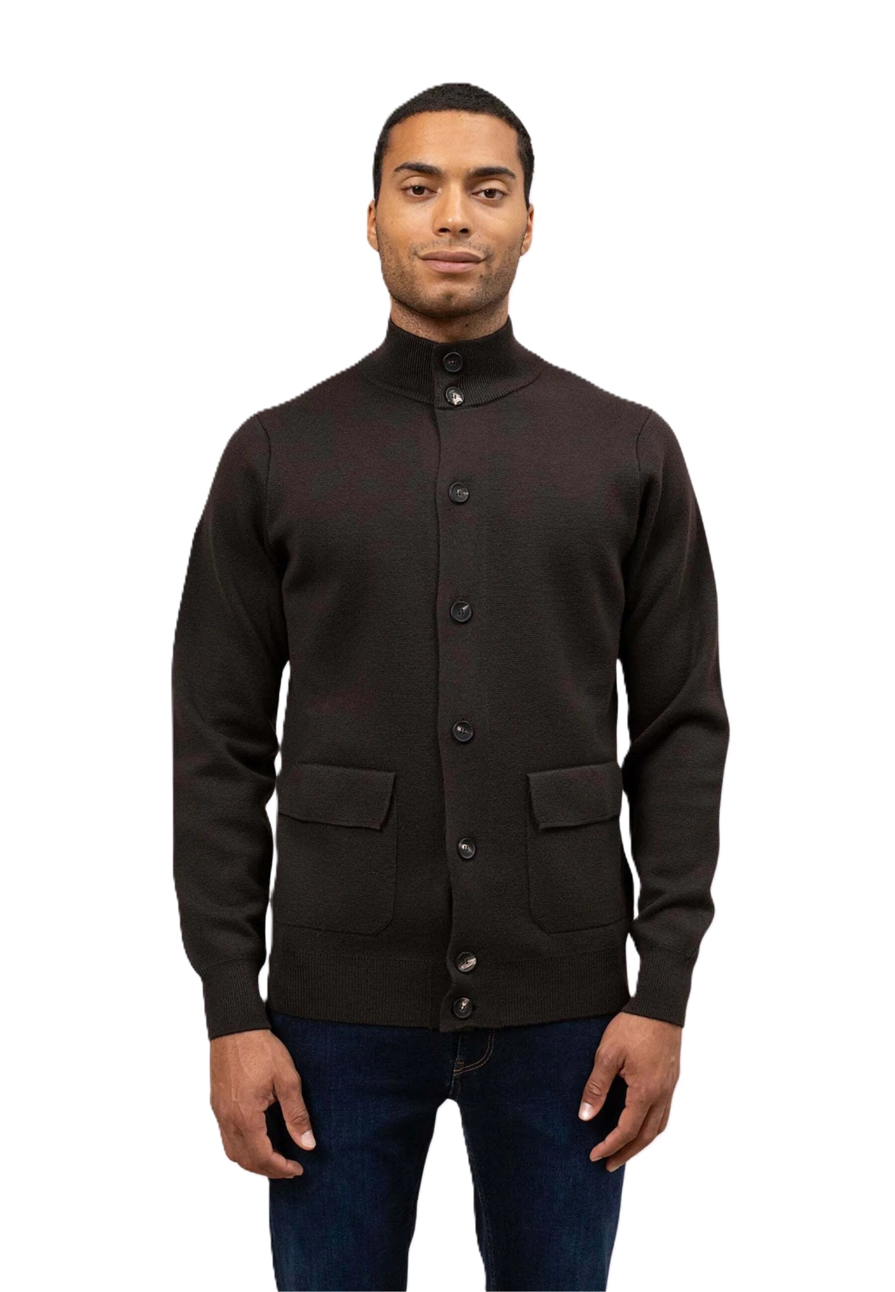 Refined Cardigan With High Collar