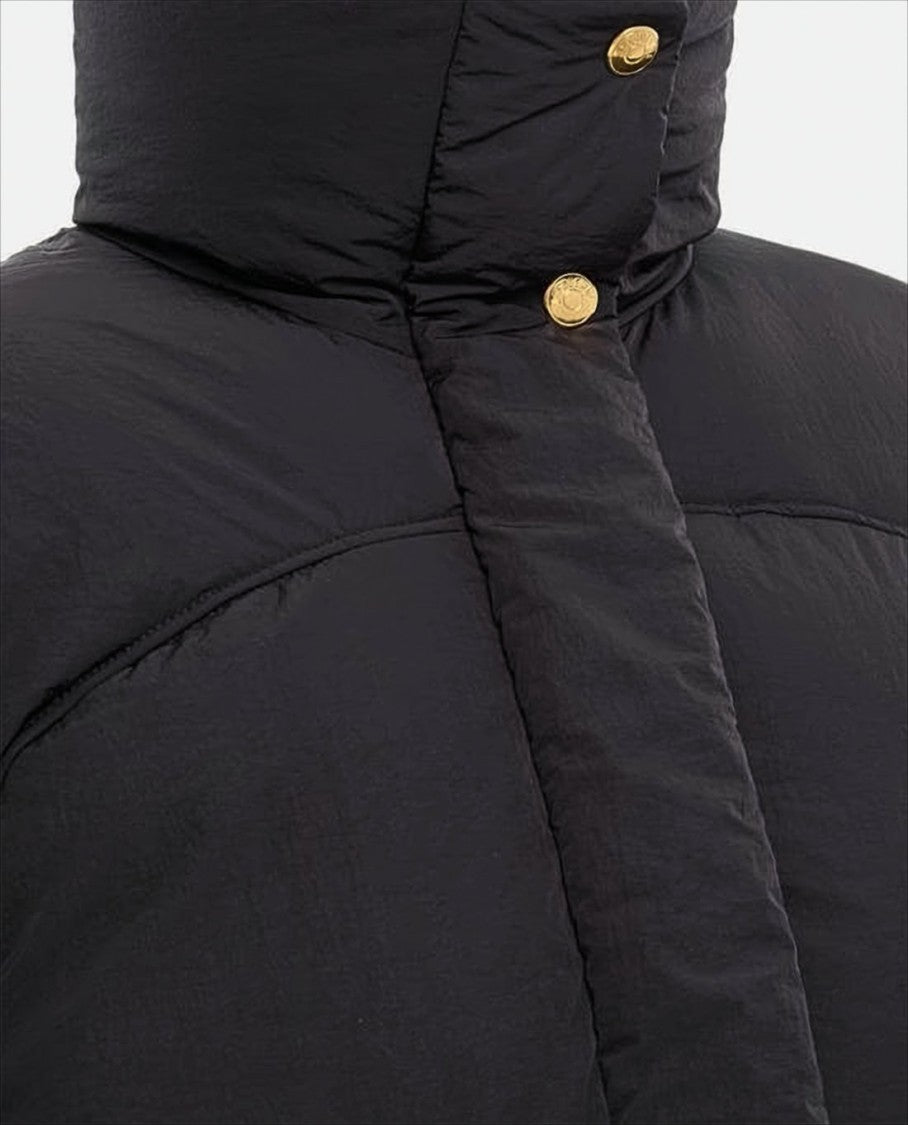 Cropped Black Puffer Jacket with Oversized Sleeves