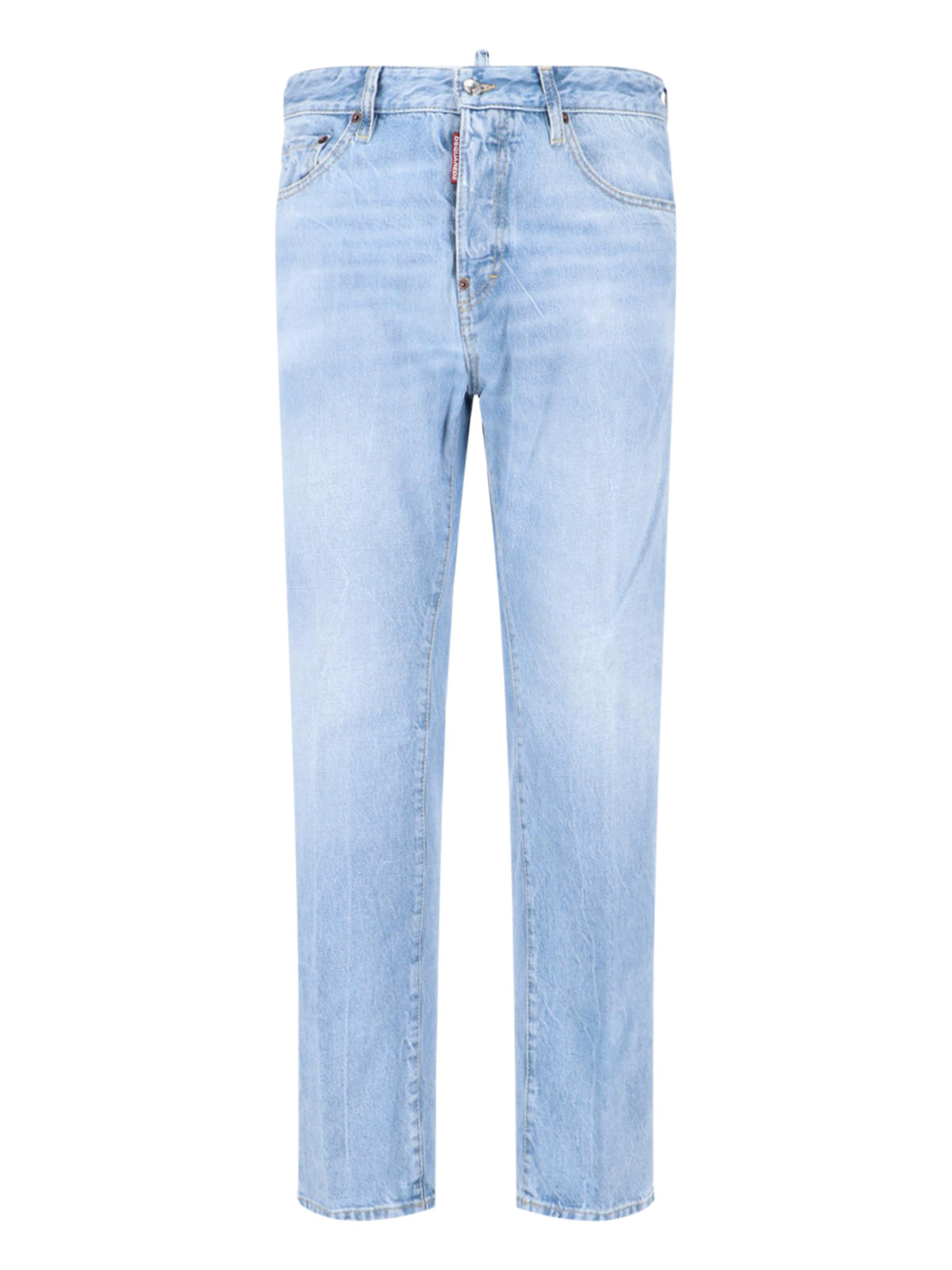 Light Blue Straight-Cut Denim Logo Jeans