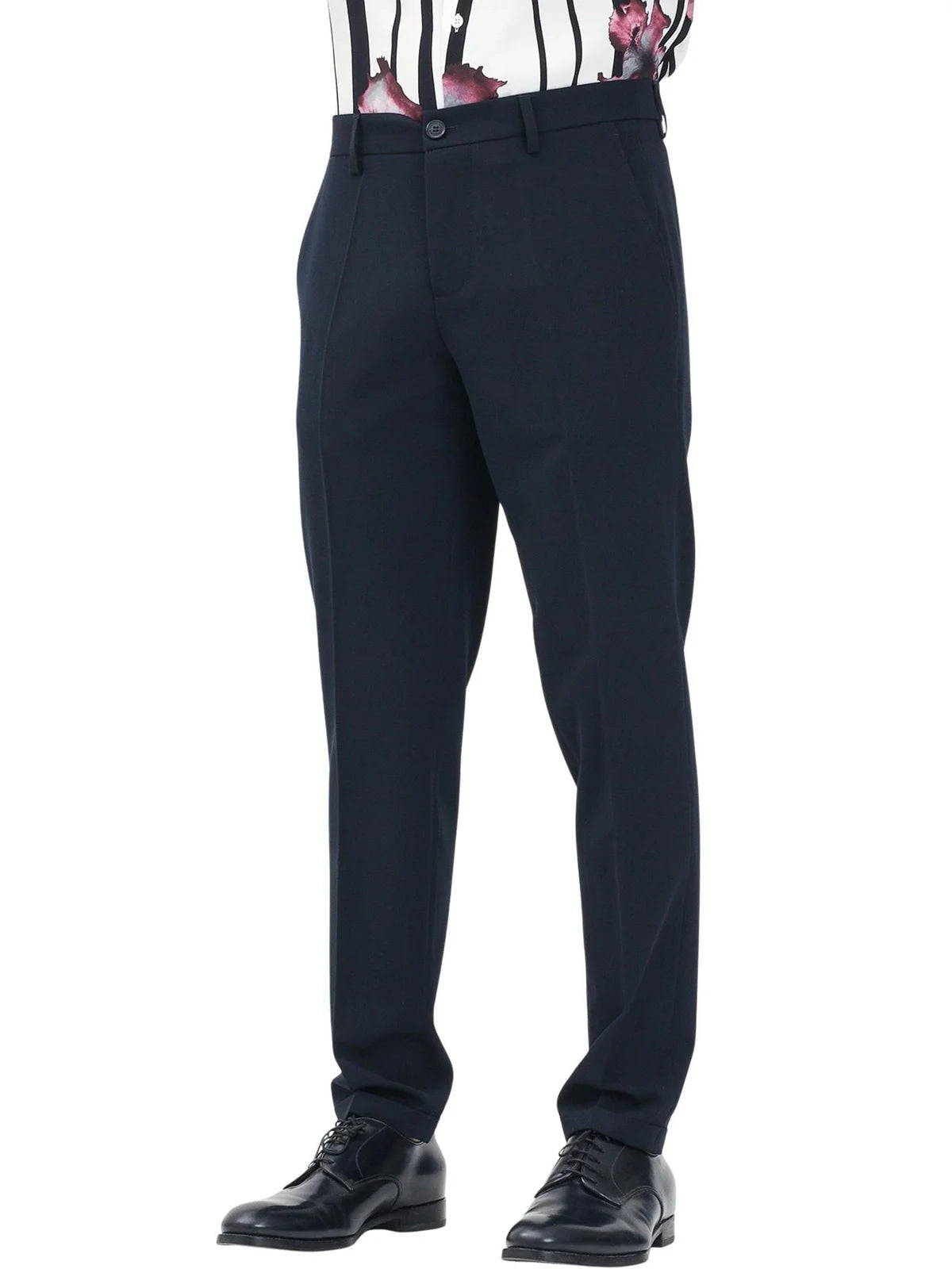 Tailored Blue Trousers with Classic Design and Fluid Drape
