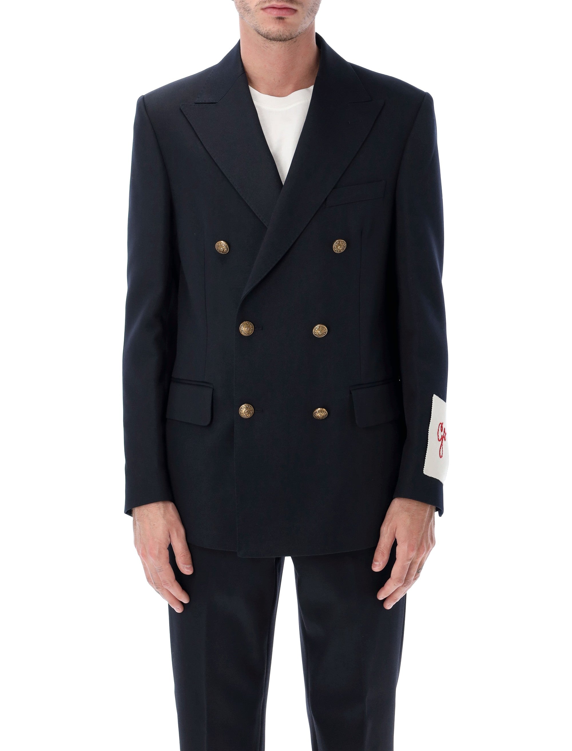 Dark Blue Double-Breasted Blazer