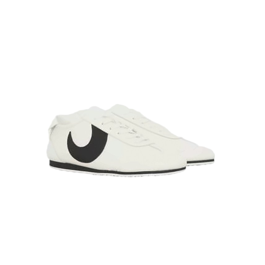 Smooth Leather Sneakers with Crescent Accent
