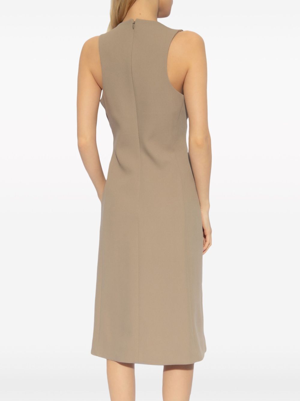 Beige Virgin Wool Midi Dress