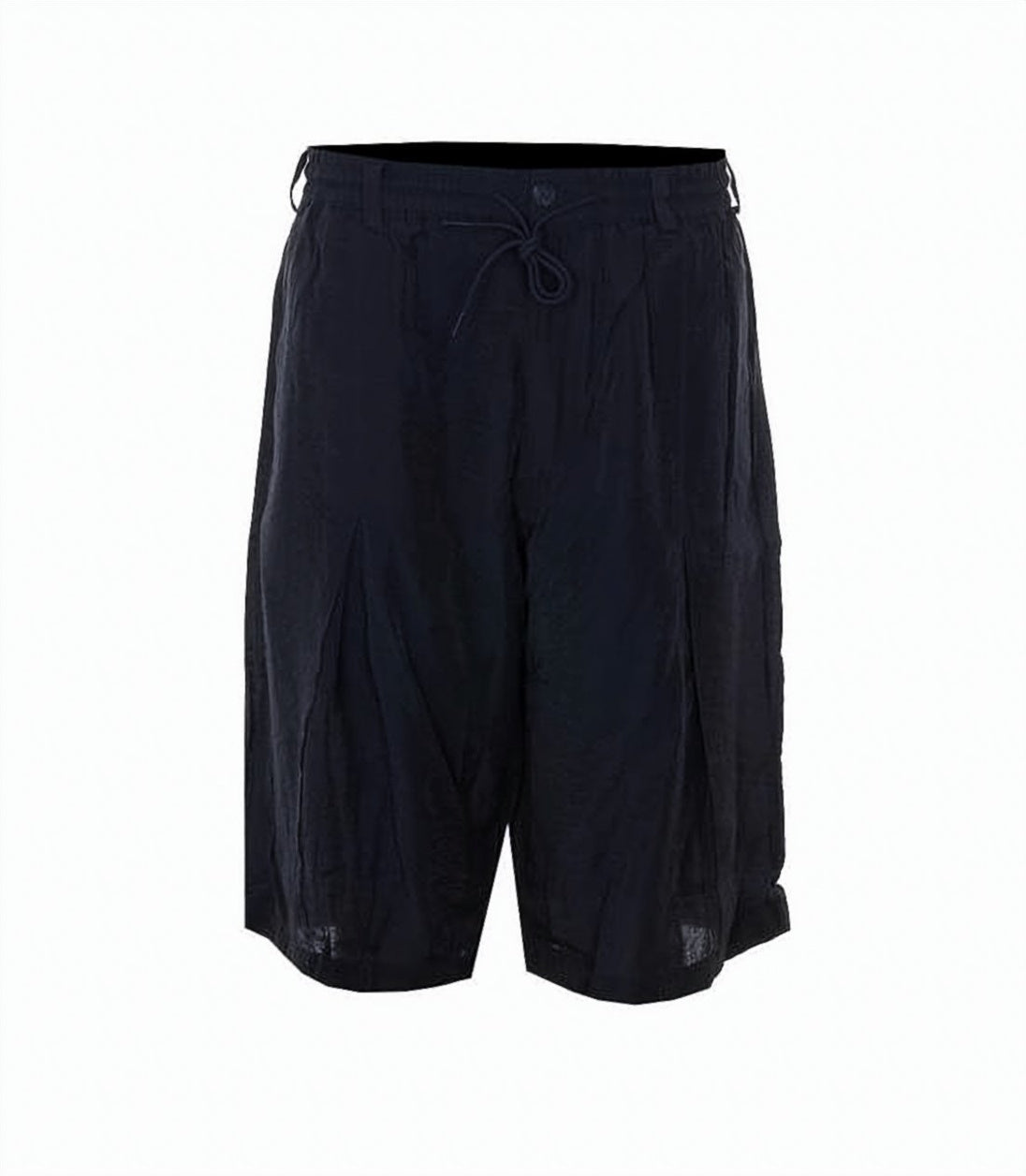 Black Relaxed Fit Viscose Polyamide Shorts