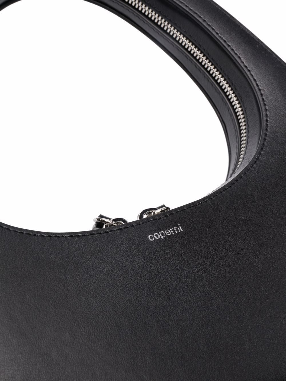 Rounded Triangular Black Leather Handbag