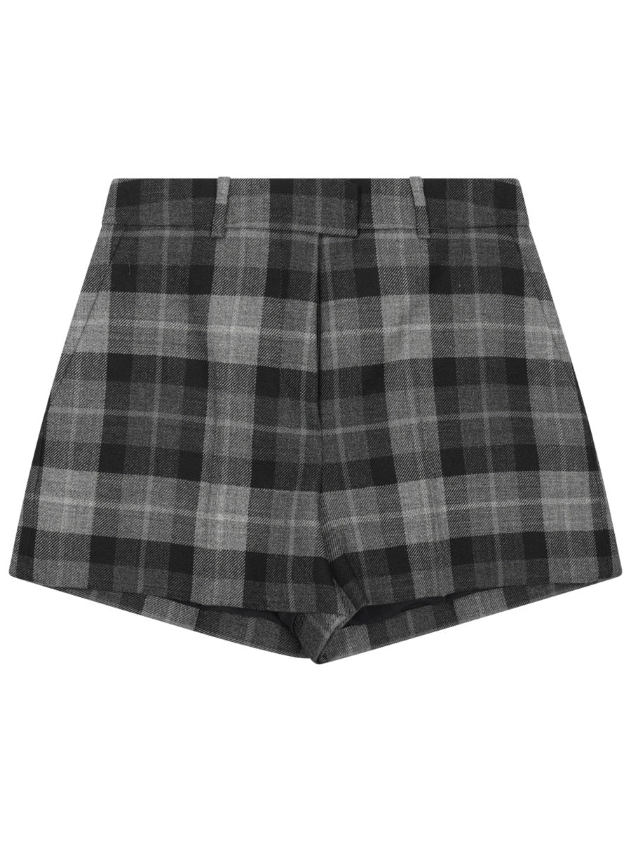 Tailored Grey Tartan Shorts In Virgin Wool