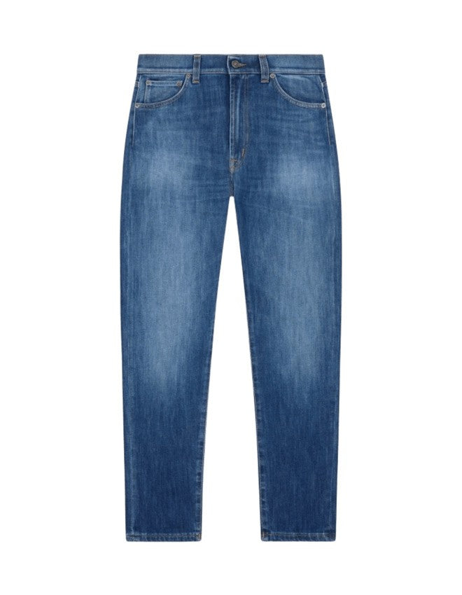 Medium Blue Straight-Leg Jeans With Classic Five-Pocket Design