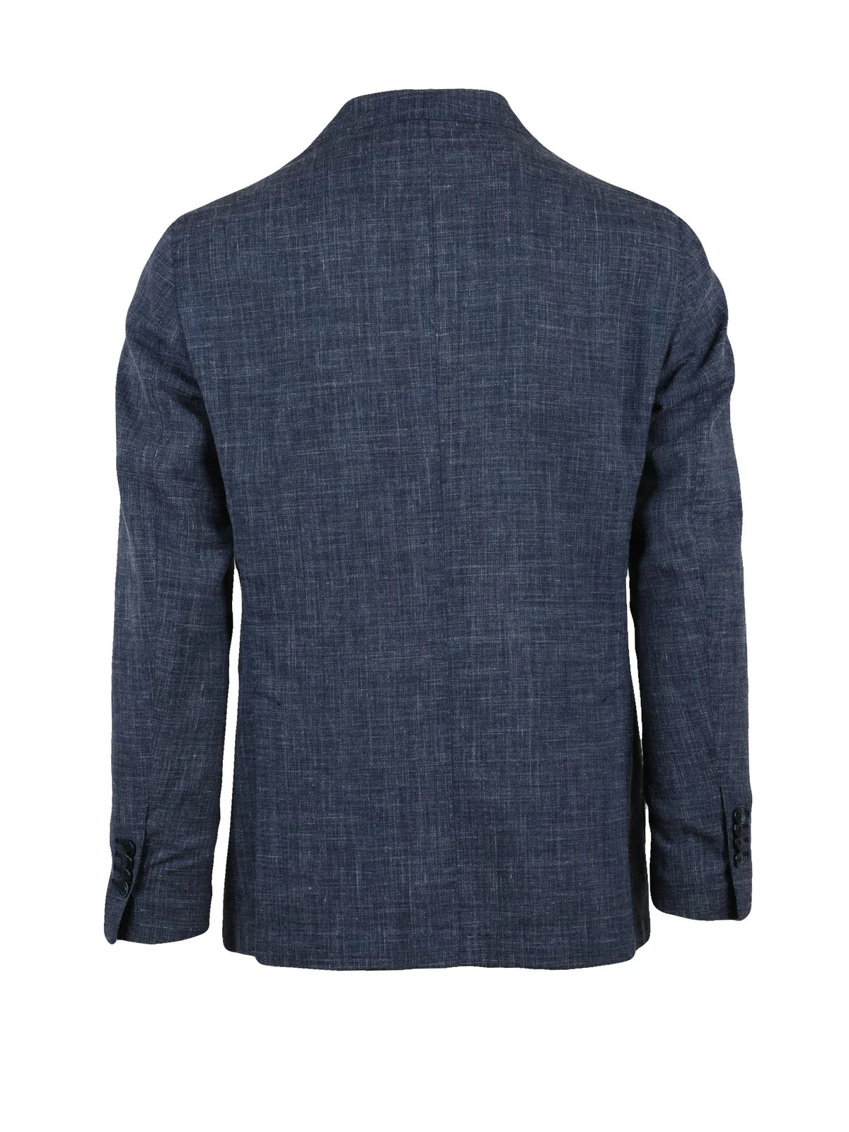 Blue Wool Linen Polyamide Rounded Jacket