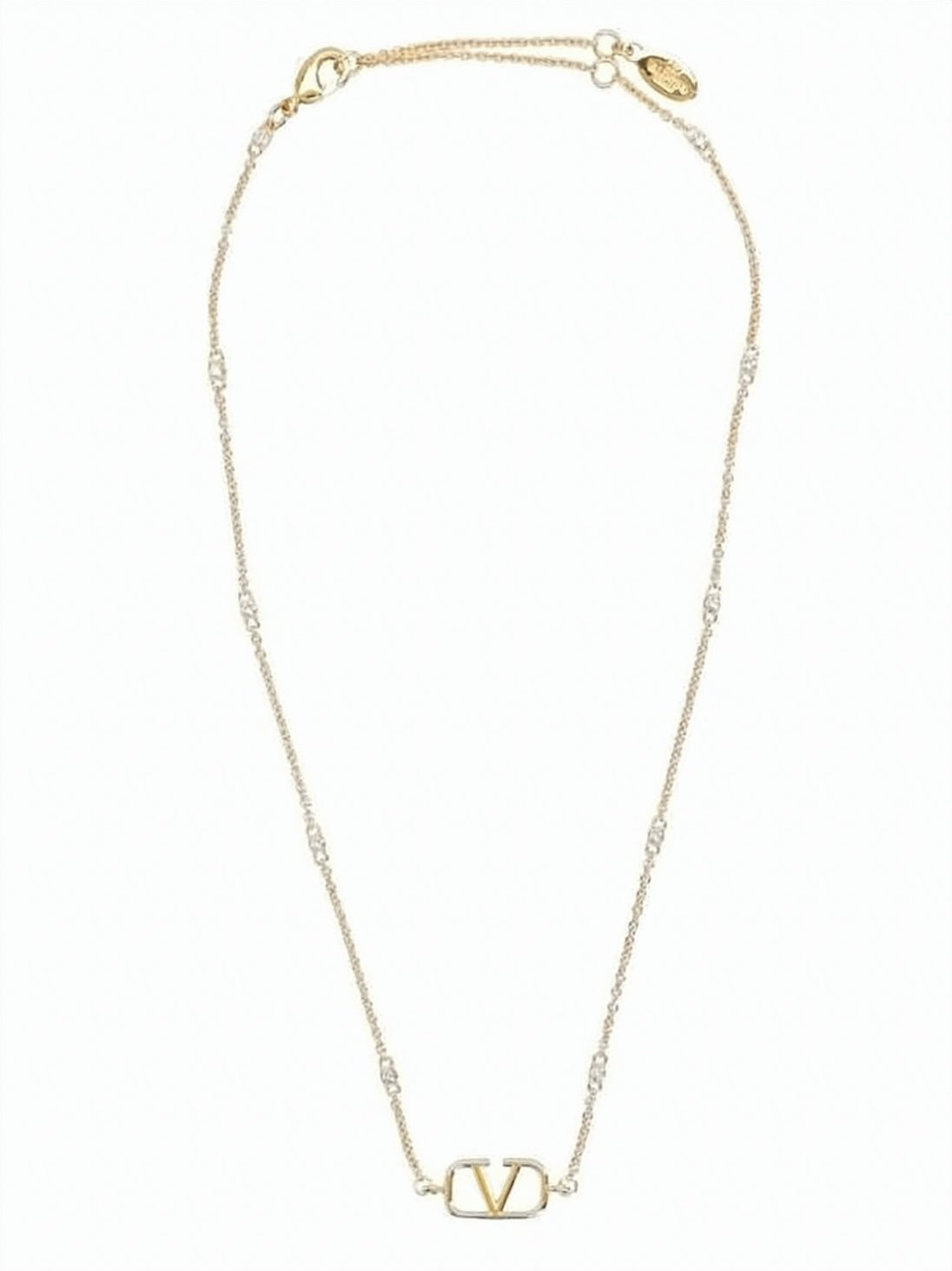 Gold-Tone Necklace With Cut-Out 'V' Pendant