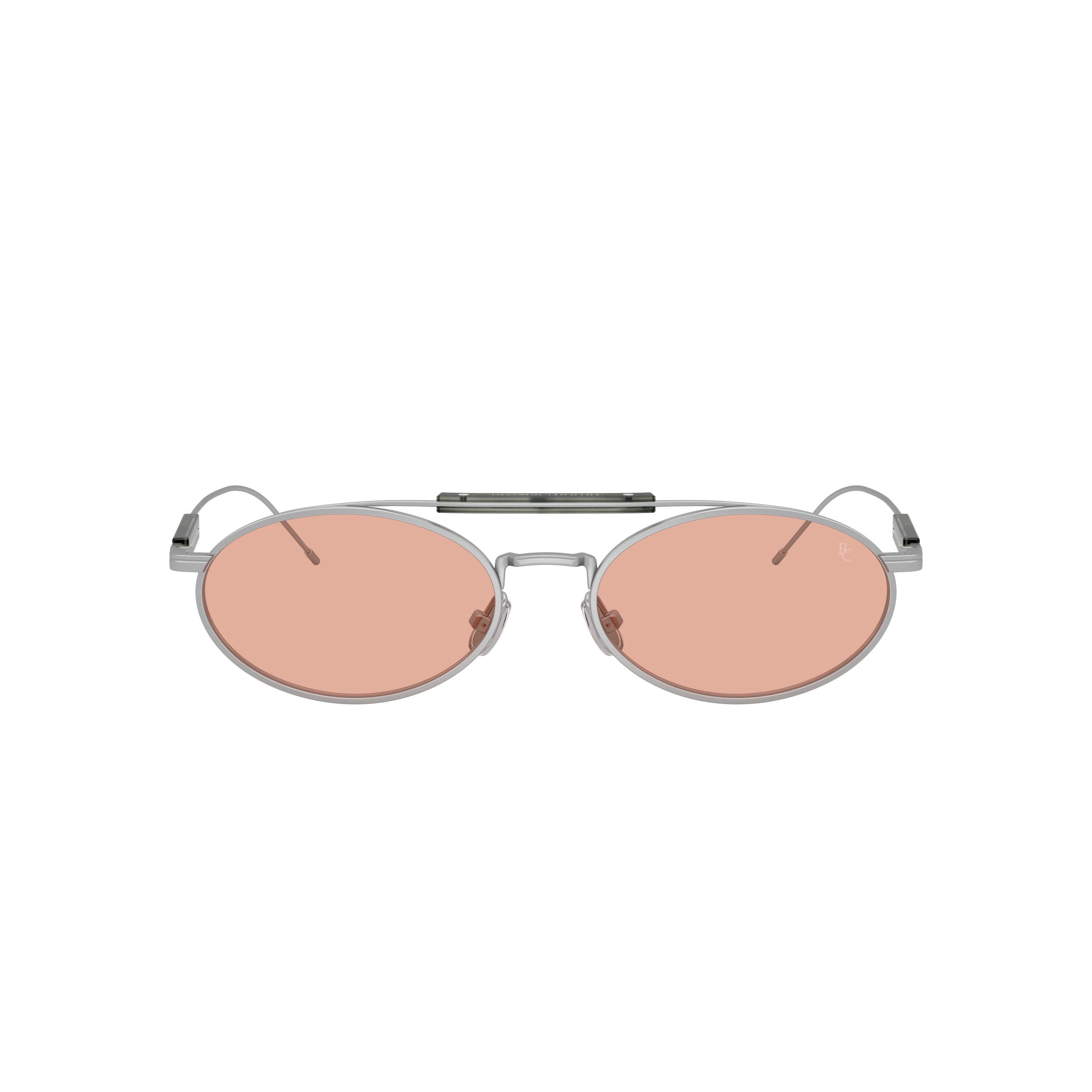 0bc2013st Oval Titanium Frame Sunglasses with Pink Tinted Lenses