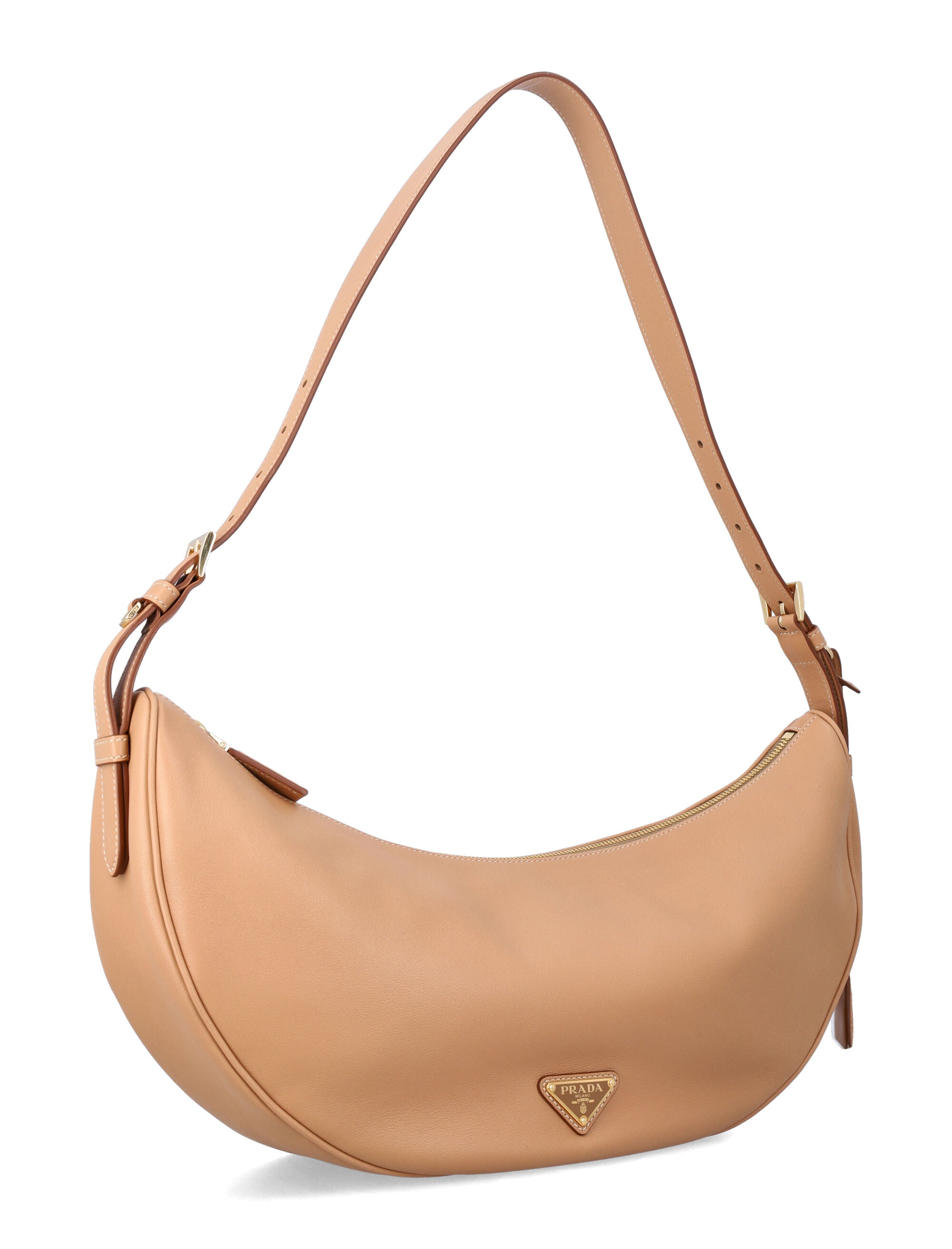 Large Calf Leather Hobo Bag with Adjustable Strap and Iconic Enamelled Logo