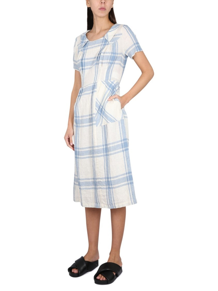 Light Blue Plaid Midi Dress