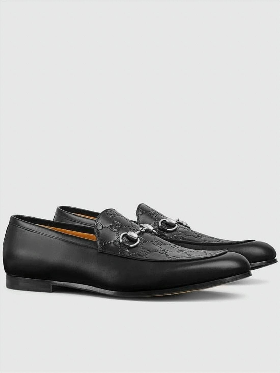 Black Leather Loafers with Horsebit Detail