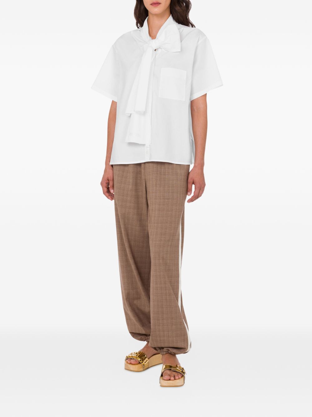 Bow-Detail White Shirt With Button-Down Front