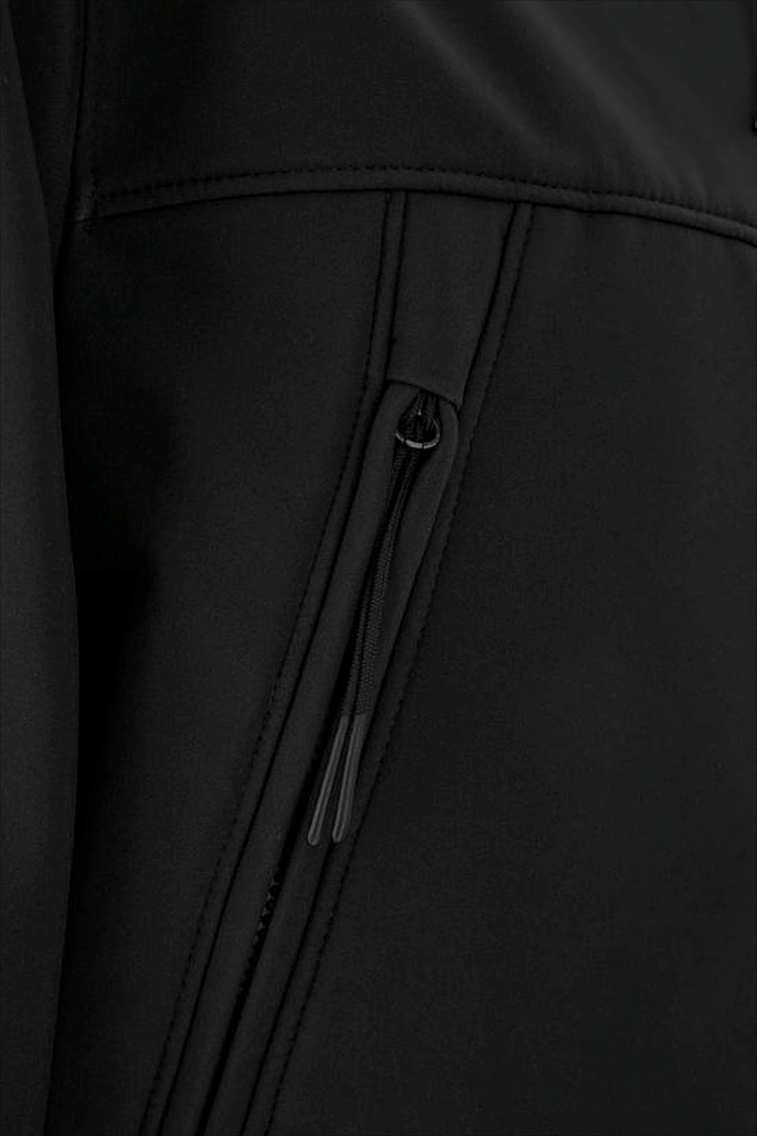 Minimalist Black Hooded Jacket with Zippered Pockets