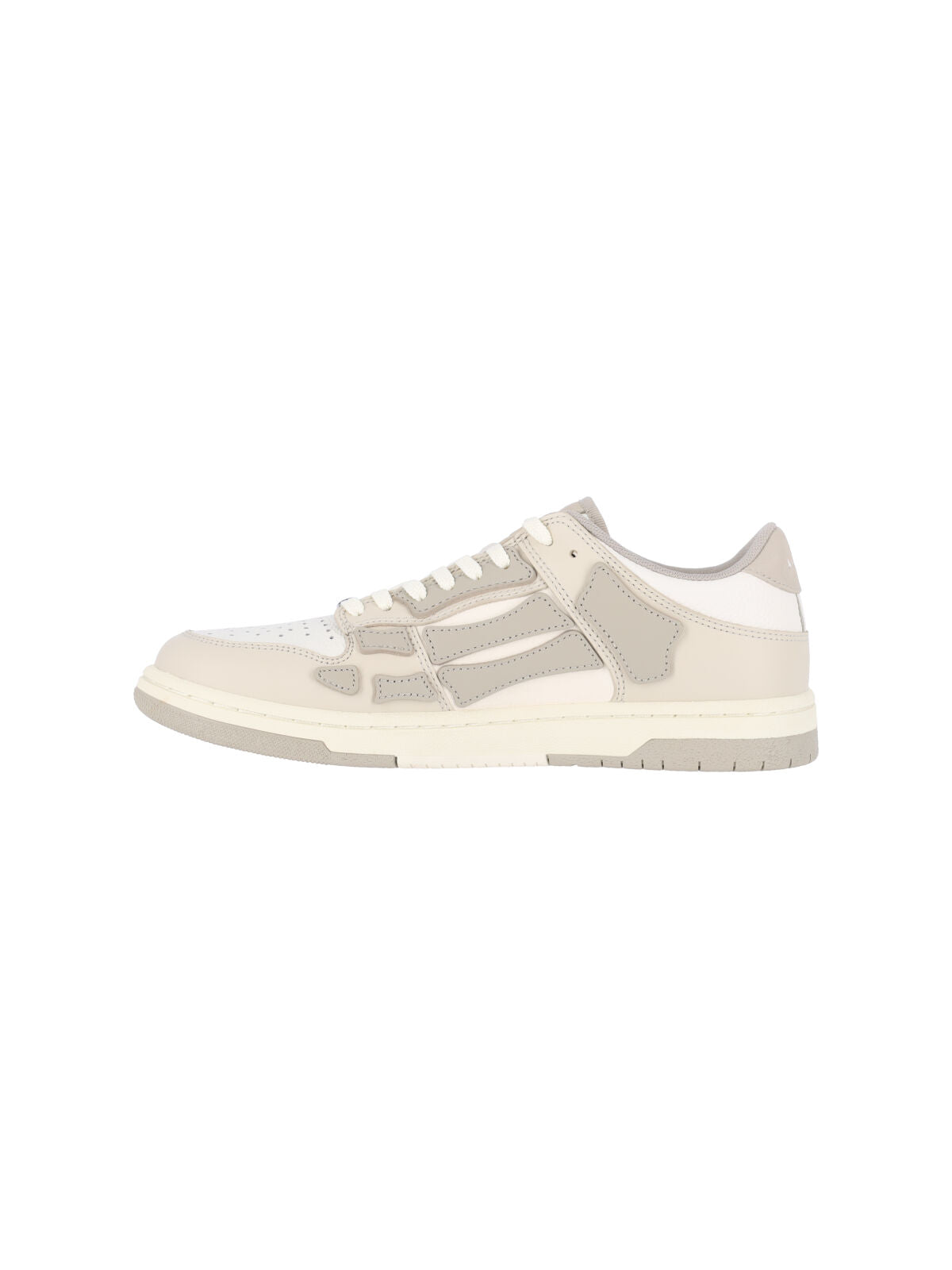 White Layered Perforated Low-Top Sneakers