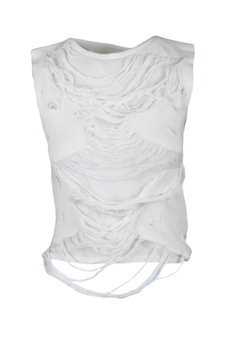 Cotton Blend Tank Top - White