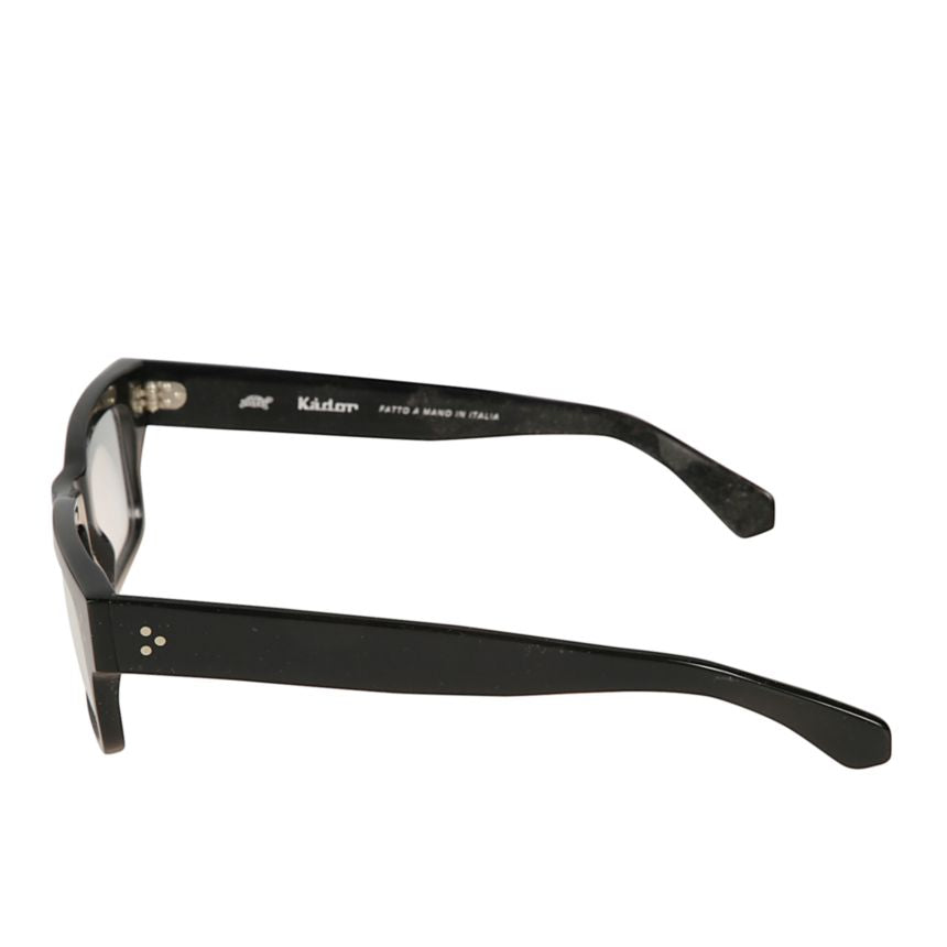 Mark Rectangular Frame Black Eyeglasses with Silver Rivet Details